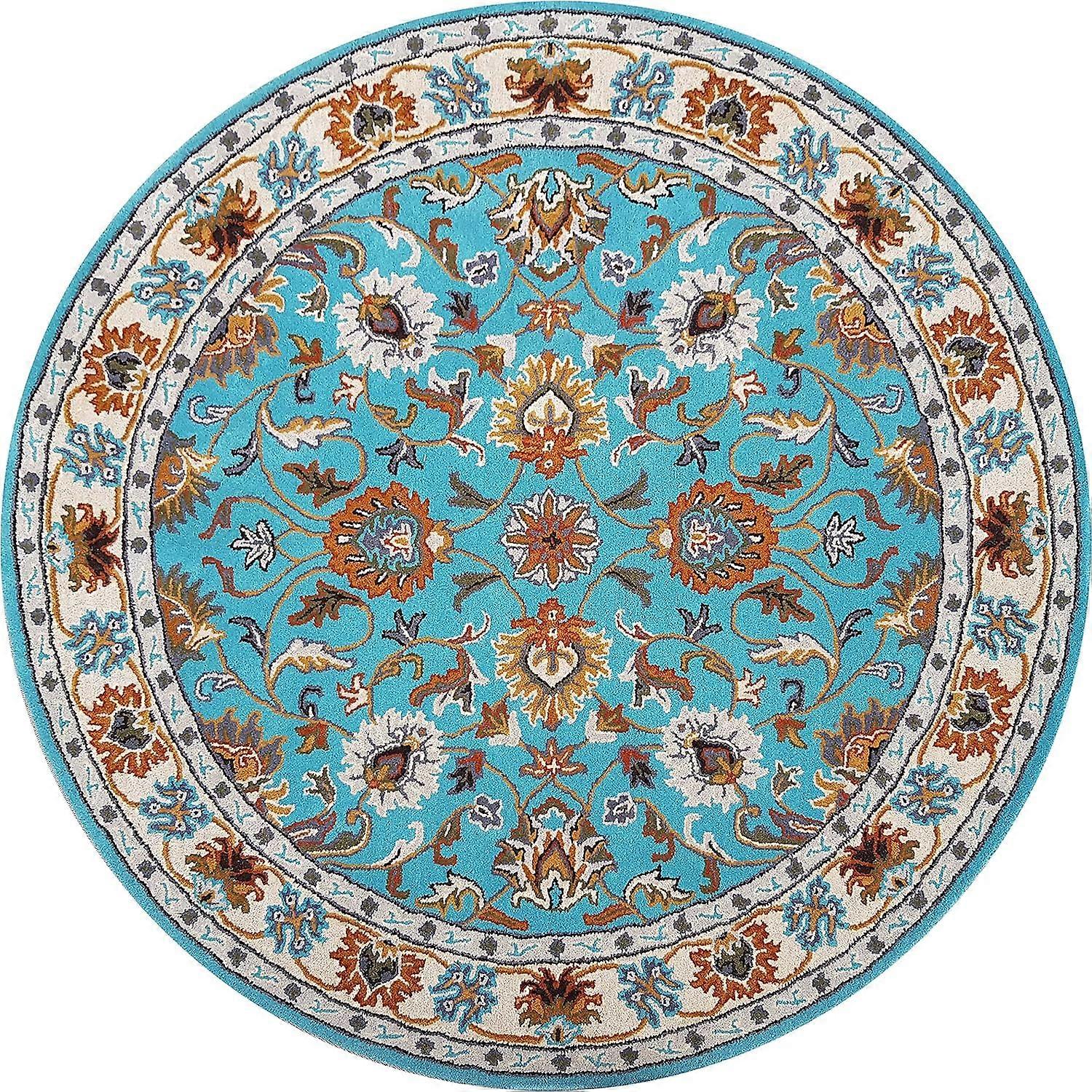 Persian Design Round Table Rug - Sky Blue