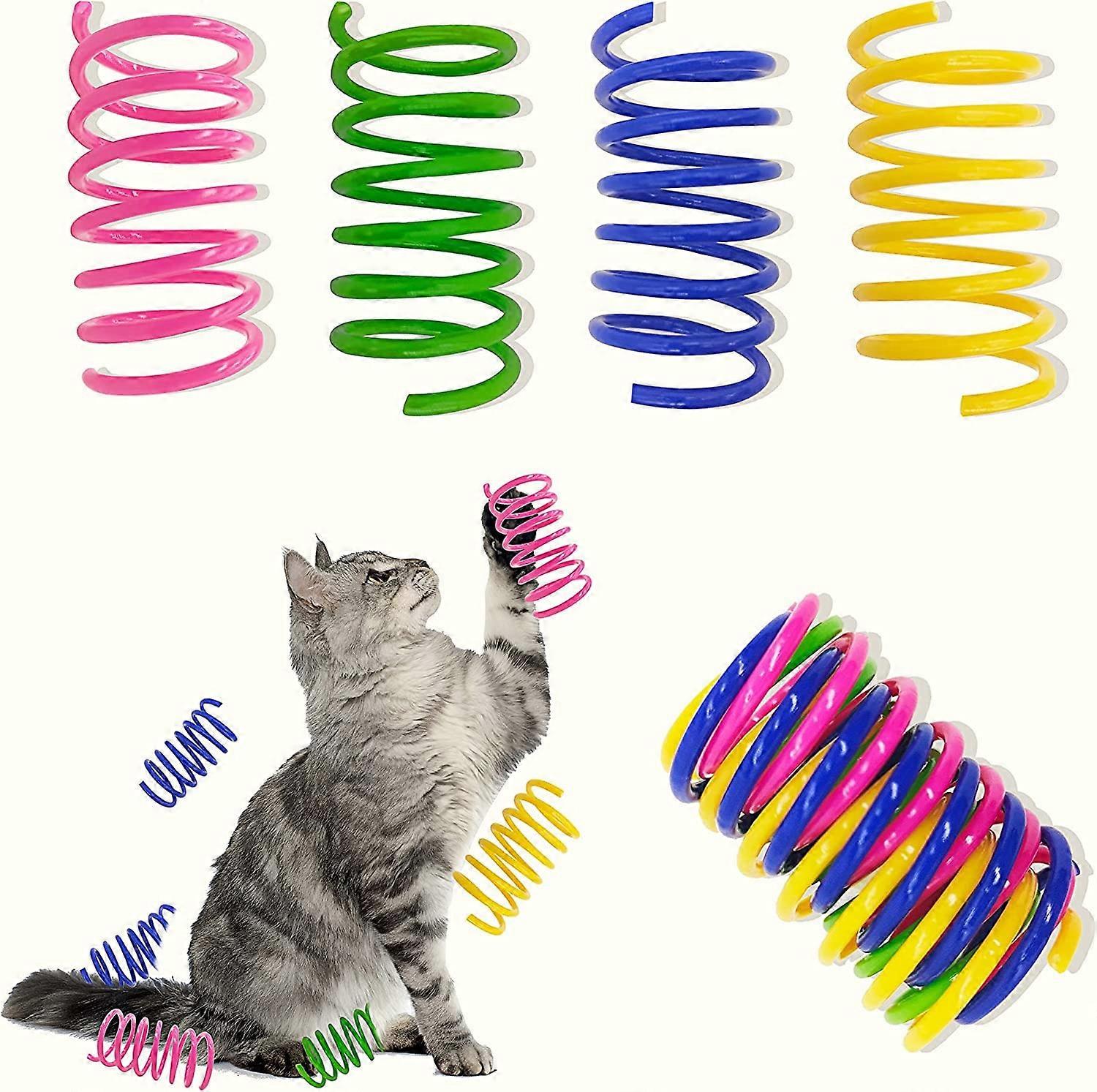 Colorful Plastic Spring Cat Toys 30 Pack - Interactive Spiral Springs for Indoor Cats and Kittens to Swat and Hunt
