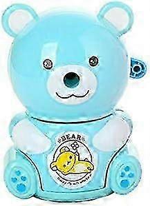 Hand Sharpener, safe Pencil Sharpener Cute Bear Design Desktop Hand Crank Sharpener for Kids, Teacher, Office,School(Blue) (1pc