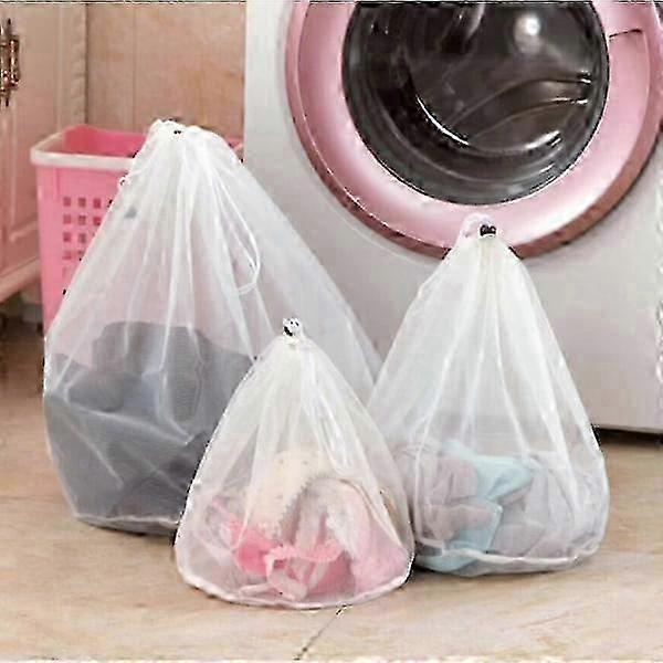3pcs Fine Mesh Washing Bag White for Laundry