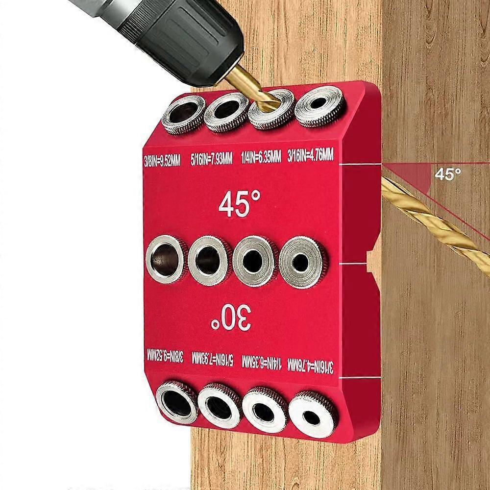 30-45-90 Angle Drill Guide for Oblique/Straight Holes, 4 Sizes, Drill Jig Set, DIY Woodworking Tool