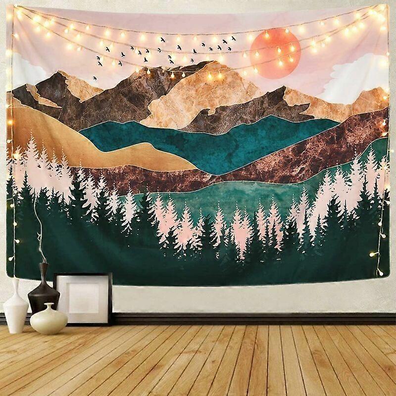 Mountain Tapestry Forest Tree Tapestry Sunset Tapestry Natural Scenery Tapestry Wall Hanging for Bedroom (60*50inch)