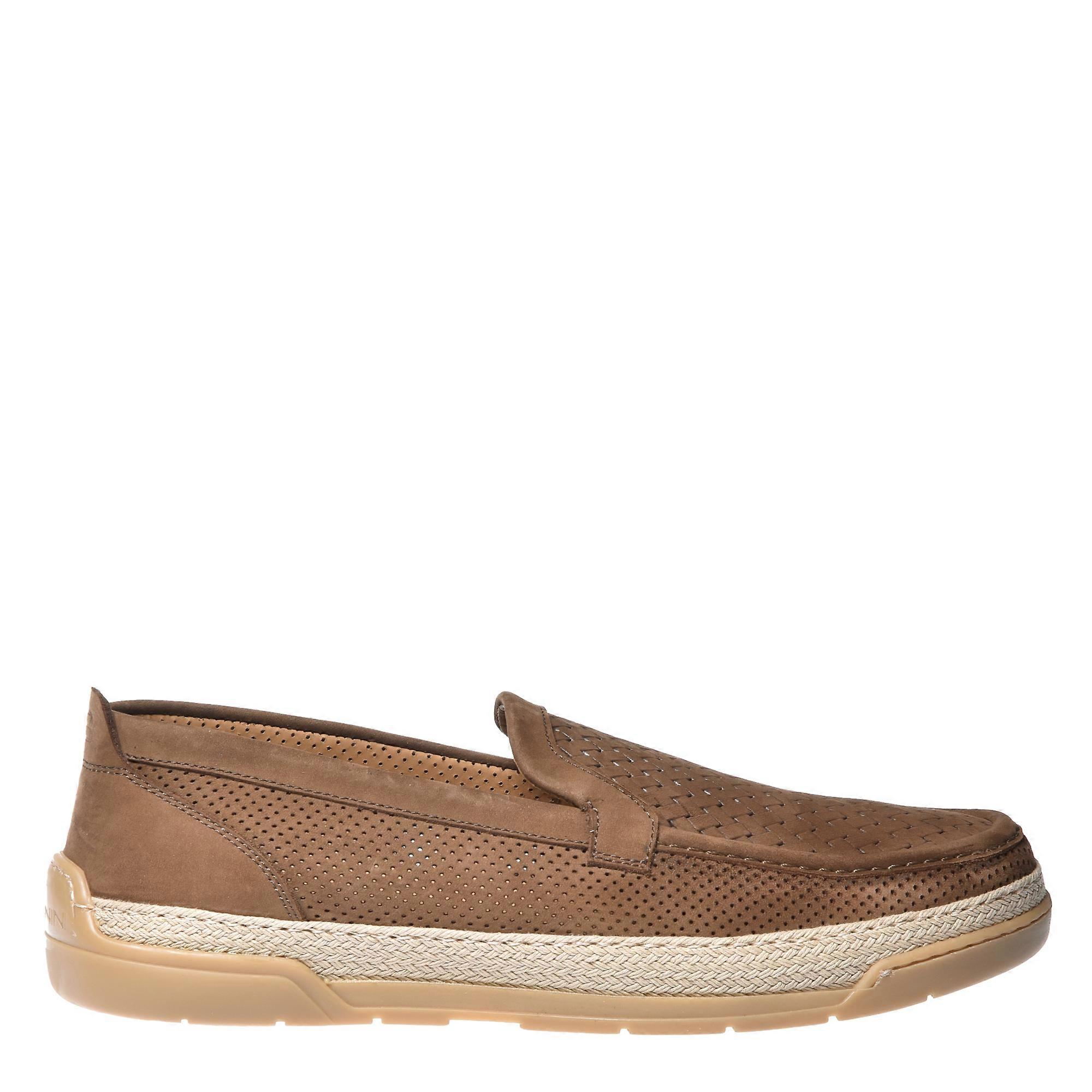 Baldinini - Loafer In Perforated Nubuck And Leather Weave Print