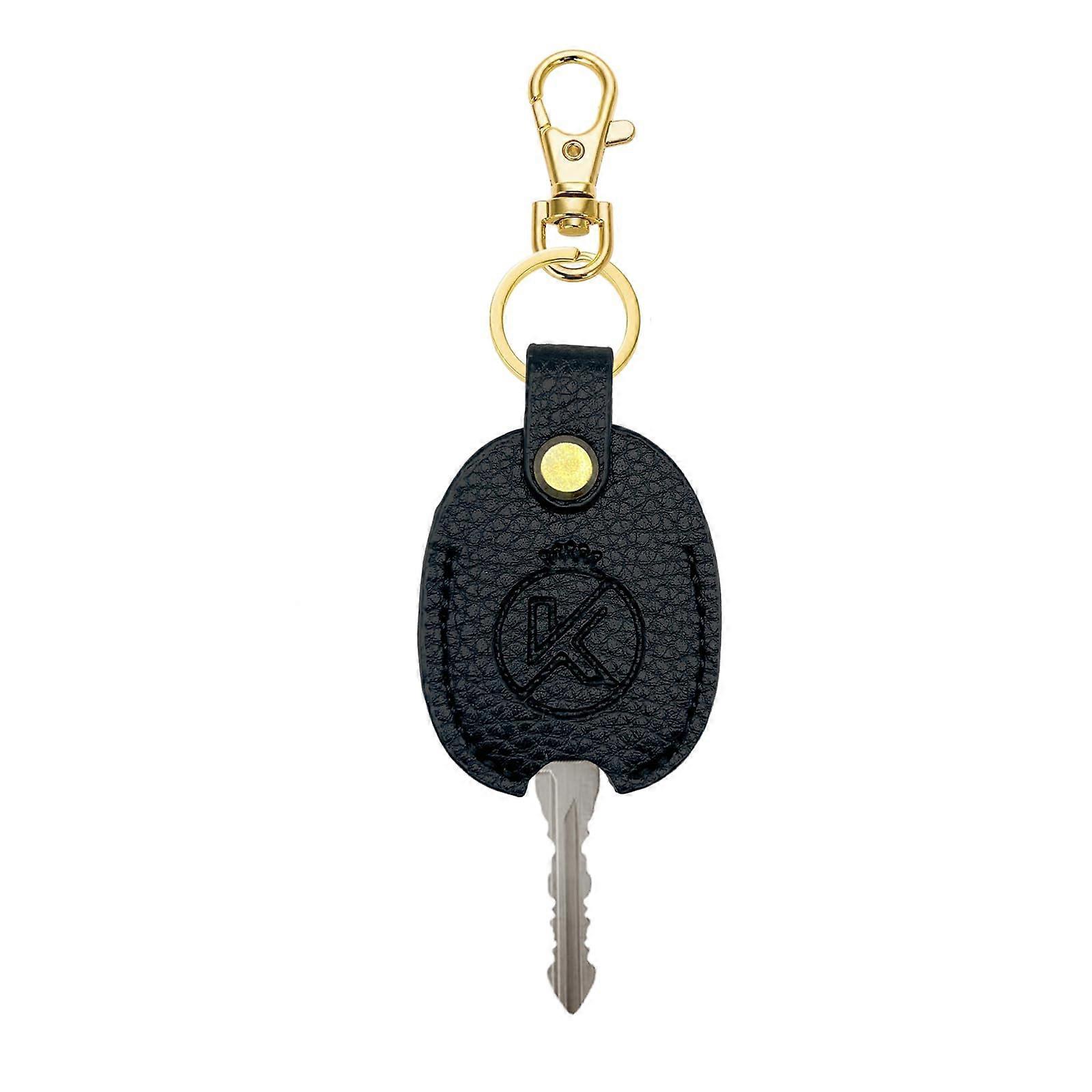 KRSURERICER Broken Switch Leather Key Case, Car Key Ring Change Holder, Protective Keychain for Men/Women, Black Color