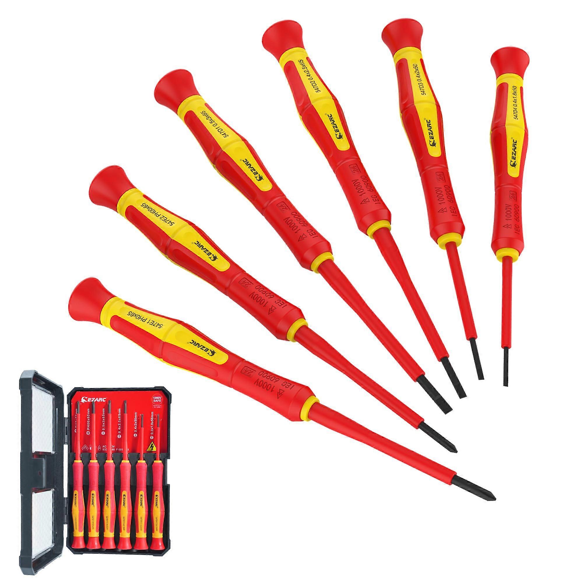 1000V Insulated Electrician Screwdriver Set, Magnetic End Mini Screwdrivers with Comfortable Grip and Durable Steel Tips