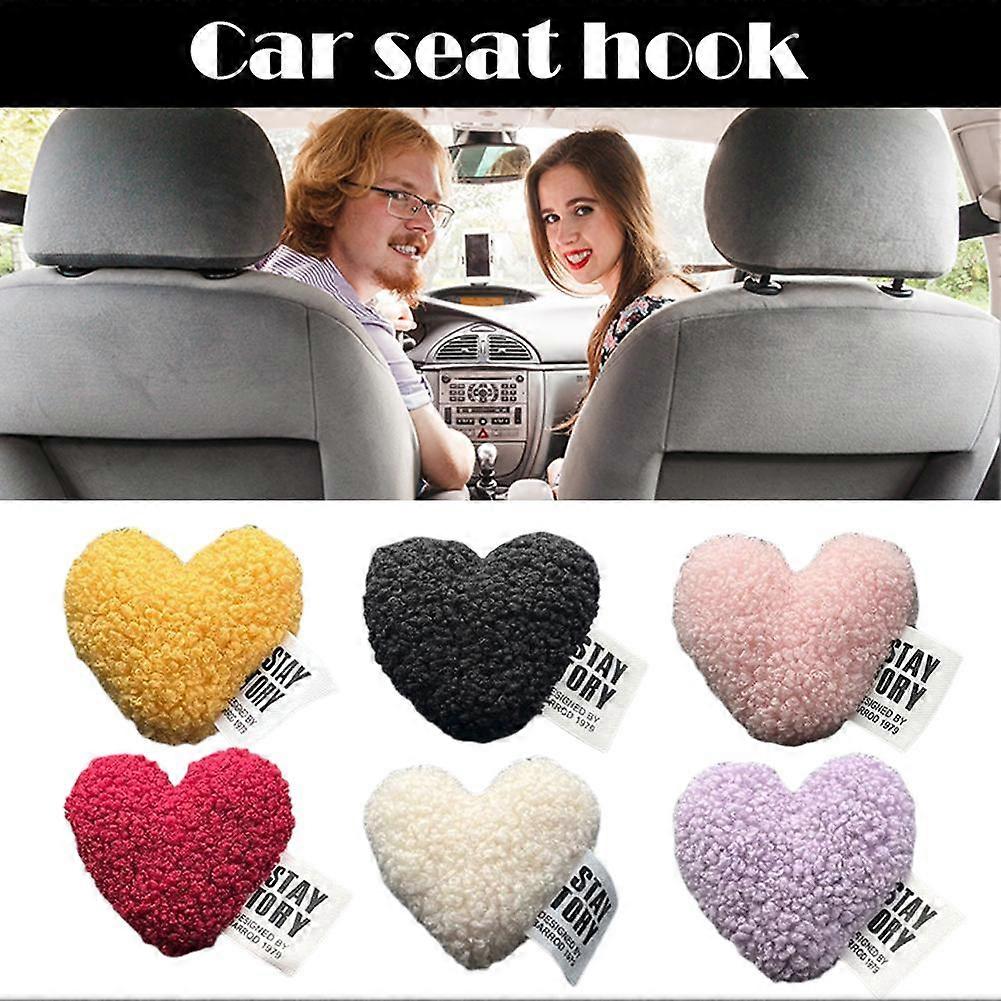 Cute Seat Back Car Hook Love Heart Plush Universal Auto Headrest Clothes Handbag