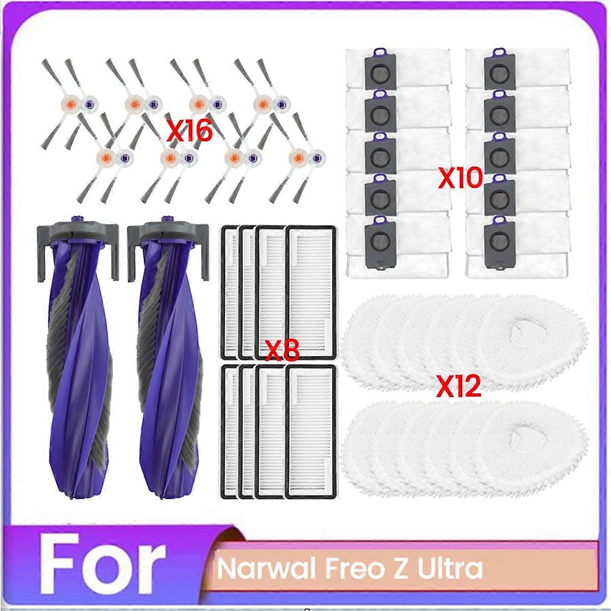 48PCS κενό σύνολο φίλτρων σακούλας σκόνης βουρτσών για Narwal Freo Z Ultra