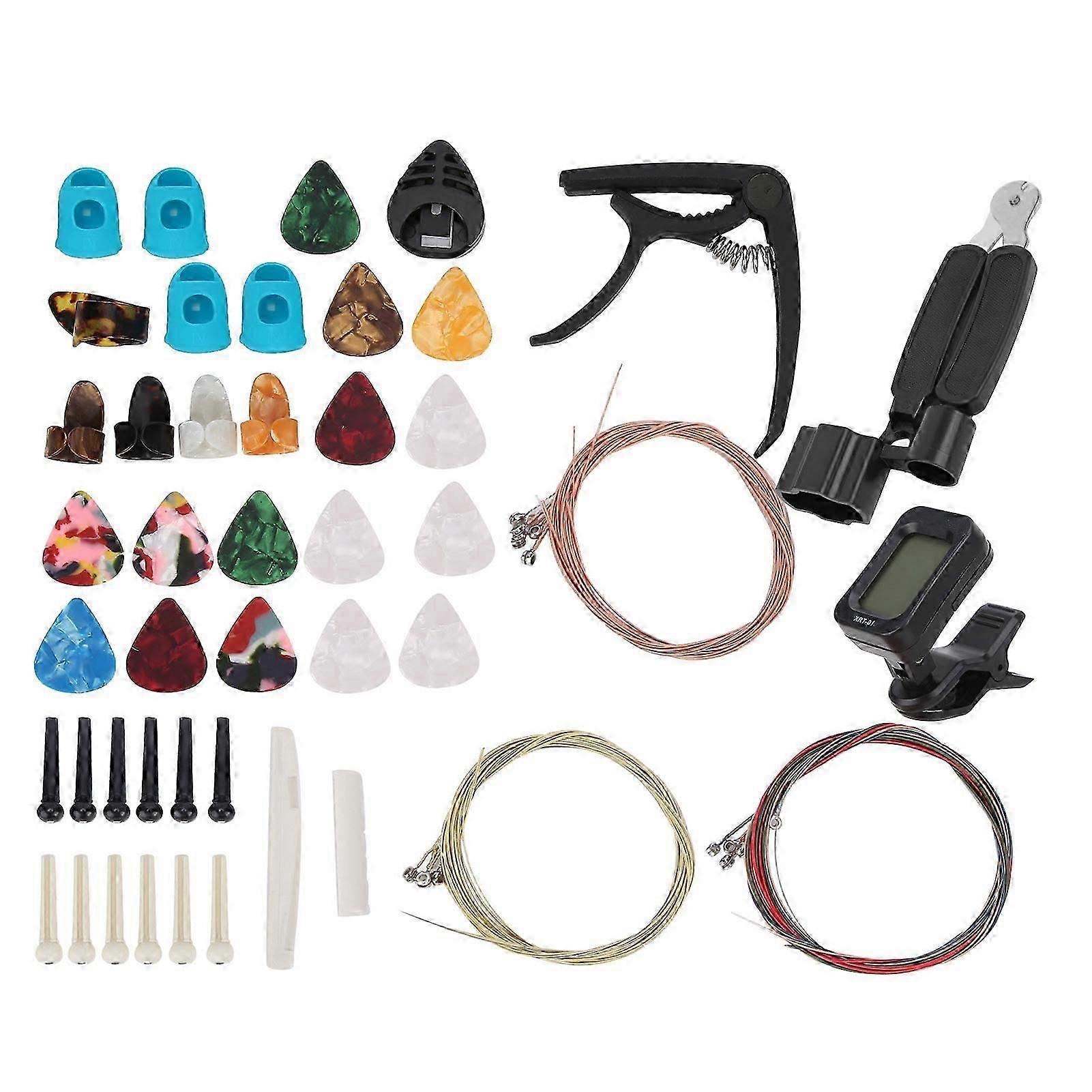 Guitar Accessories Color String Set Tuner Capo Bridge Pins Pick Replacement Playing Tools