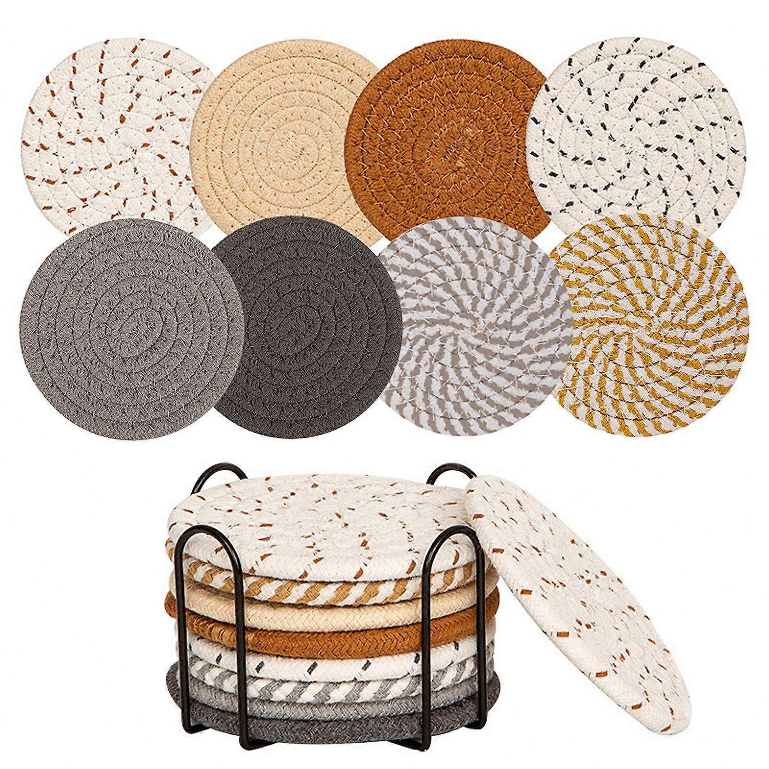 Coasters 8 pcs Coasters for drinks, glass coasters round, stylish and durable set