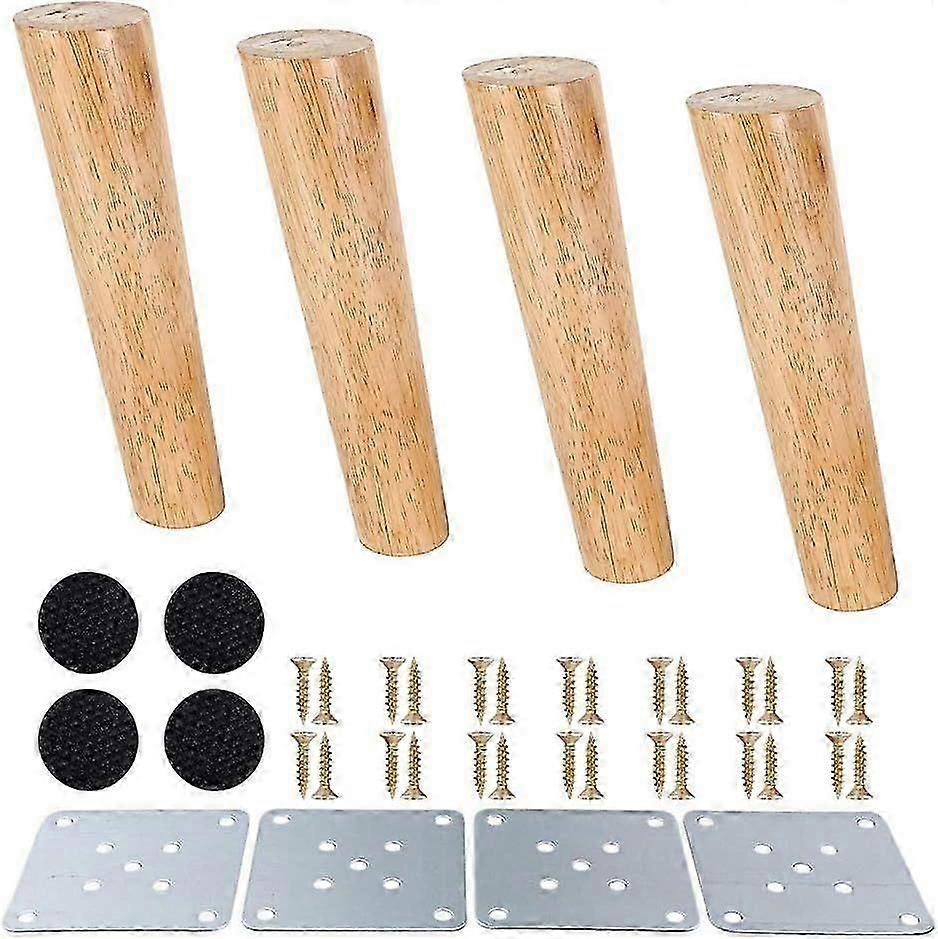 Kúpos fa bútorlábak - 4x ferde tölgyfa lábak (20cm) univerzális rögzítéssel