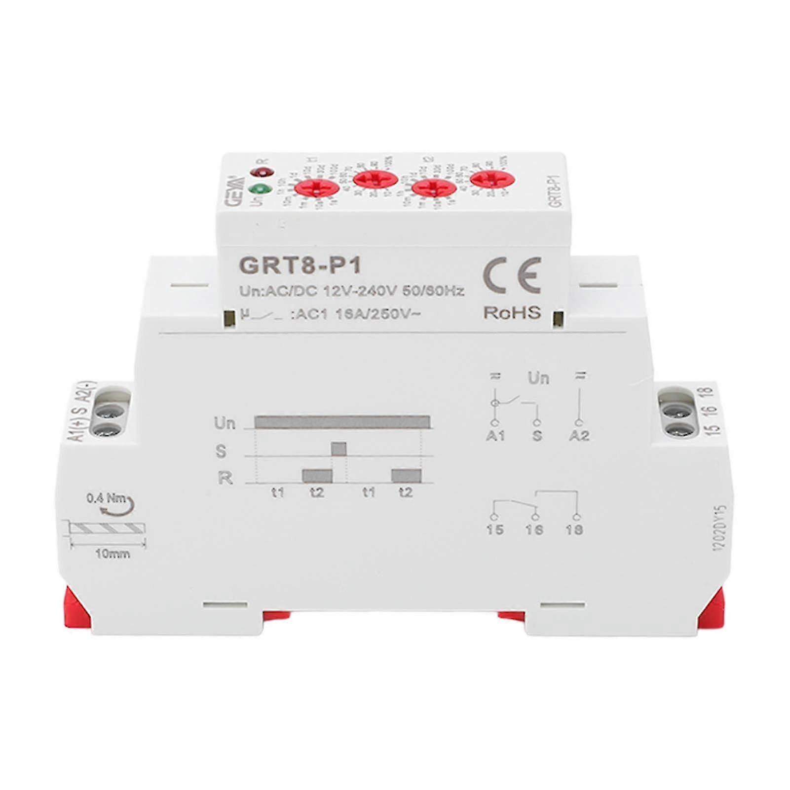 Pulse Output Time Relay Multifunctional Delay Relay Switch with LED Indicator AC DC 12V240V