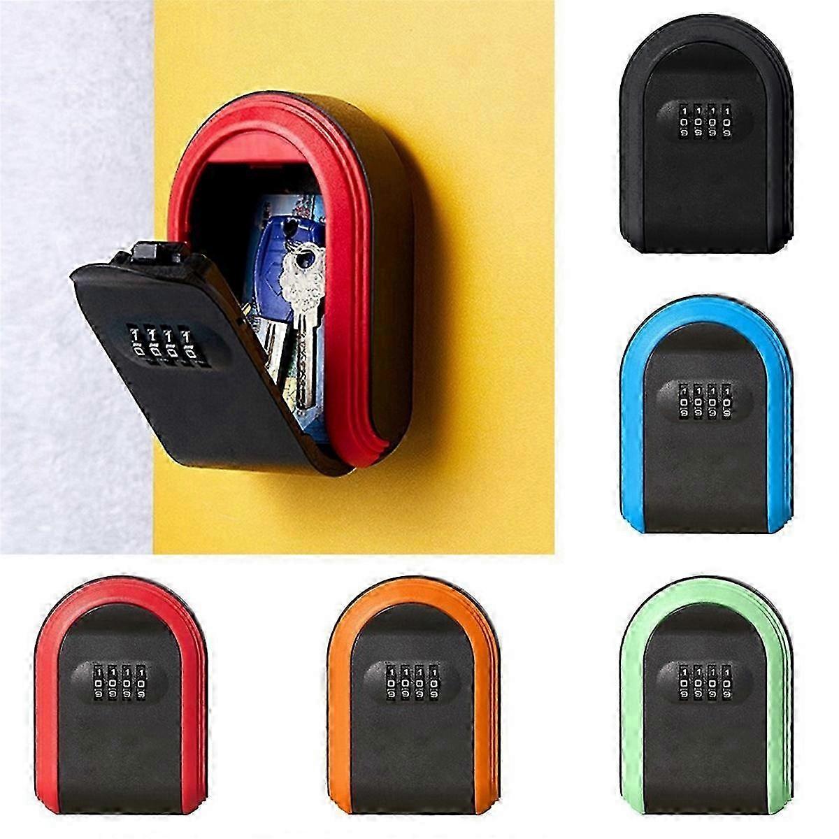 Key Safe Box Weatherproof 4 Digit Combination Outdoor Key Security Storage Case Key Lock Box Wall Mo