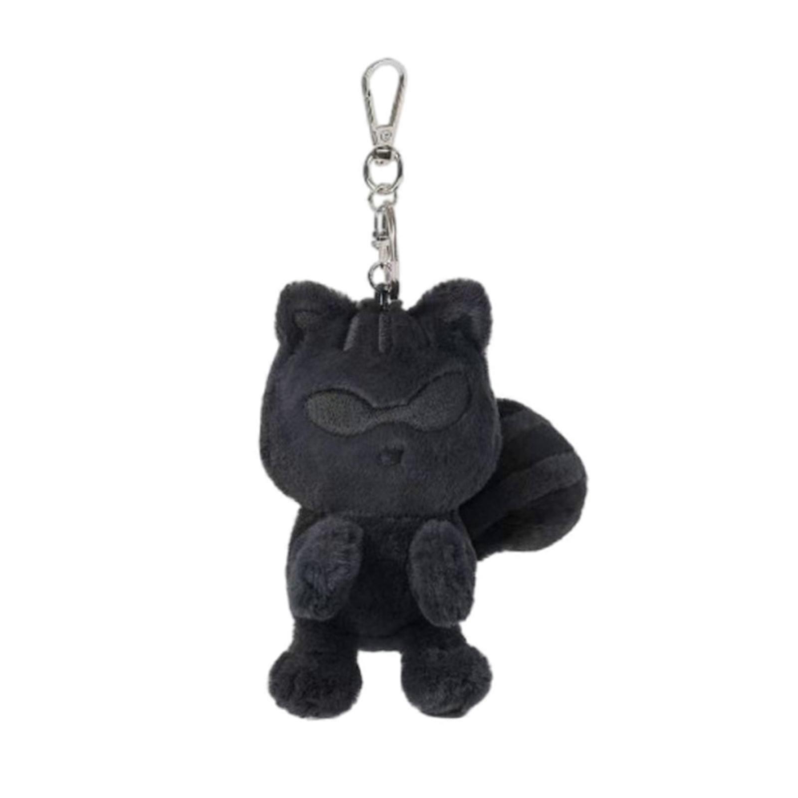Miniature Black Tigers Soft Plush Keyring Toy Bag Charm Decoration for Keys Backpacks Daily Use Fashion Accessory