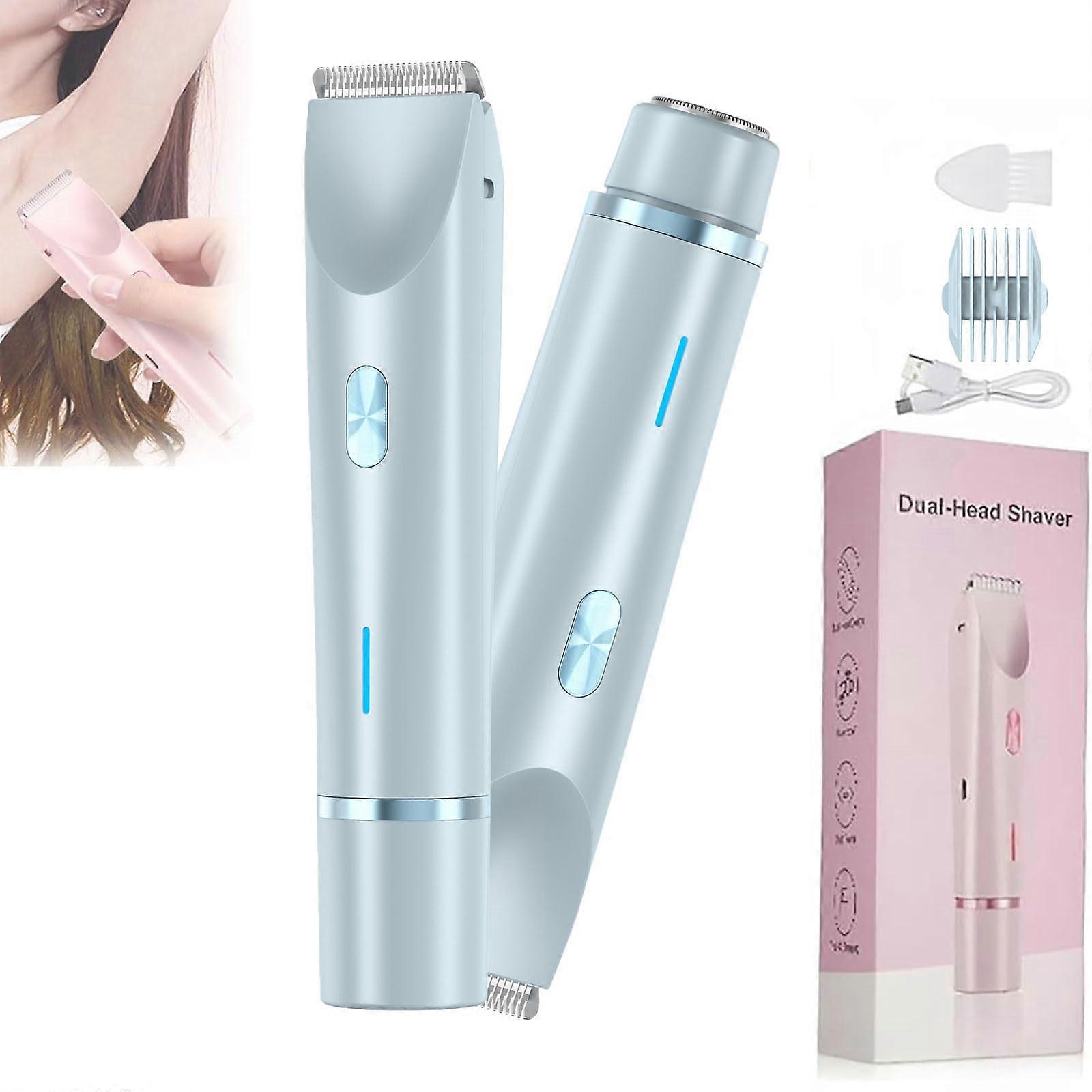 Comfort 2 in 1 Electric Lady Shaver, Dual Head Rechargeable Bald Cat Razor for Women, Waterproof, Blue Color