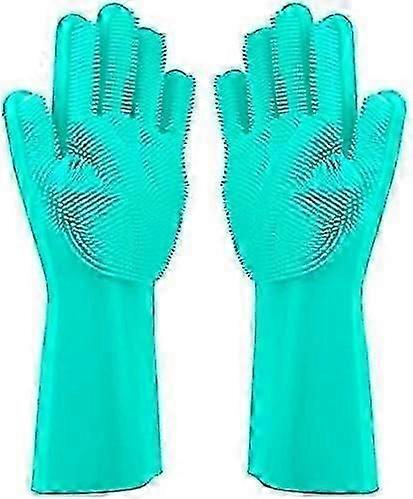Gants de vaisselle en silicone - Gants de nettoyage en caoutchouc résistant à la chaleur avec texture de préhension -CN