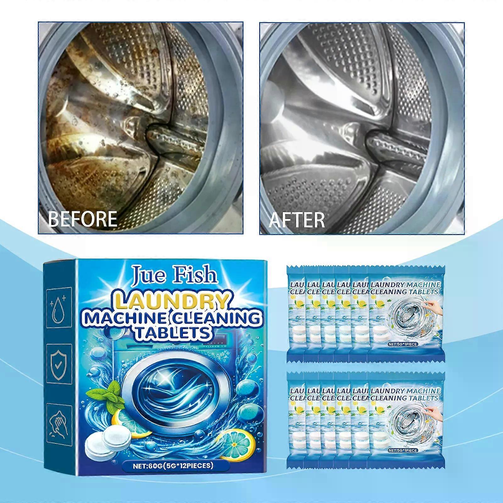 12pcs Tablets Washing Machine Effervescent Tablets Cleaner Laundry Deep Cleaning Remove Odor Decontamination Tablets