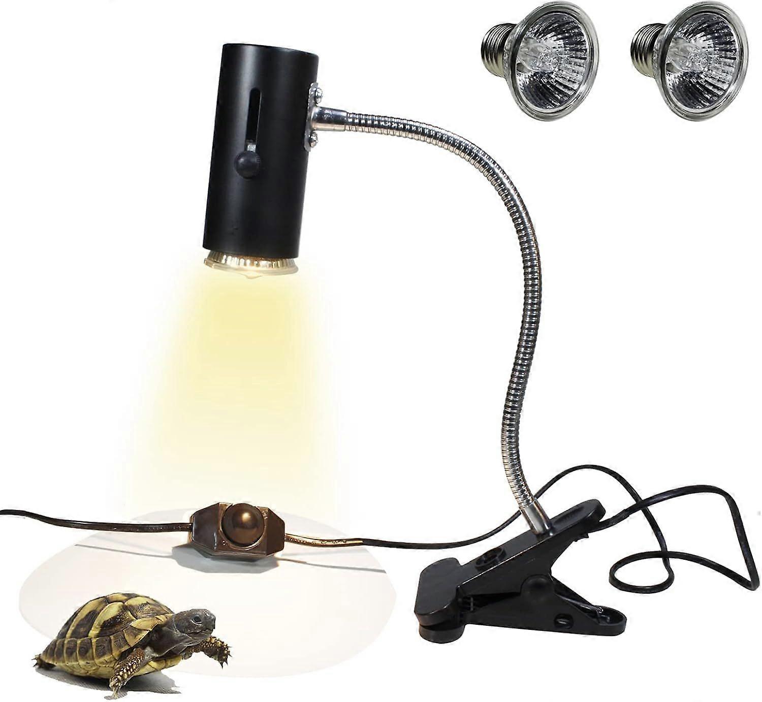 2025 Neuestes Modell Schildkröte Wärmelampe, 1 UVA UVB Lampen 50W, Infrarot Terrarien Wärmelampe Klemmlampe