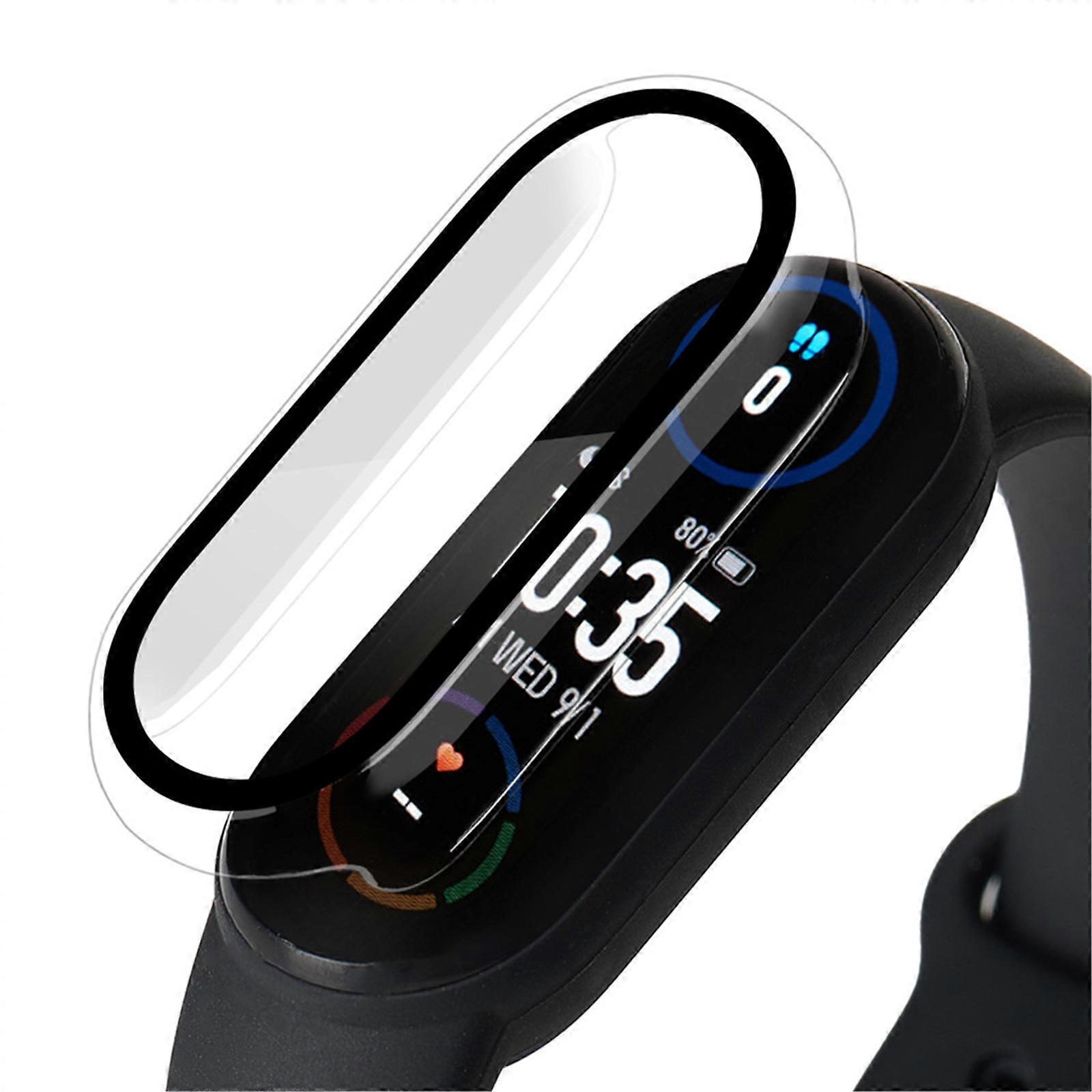 Protector for Case Compatible With Mi Band 6 5 4 3 PC Frame Case+Glass Screen Protector Clear