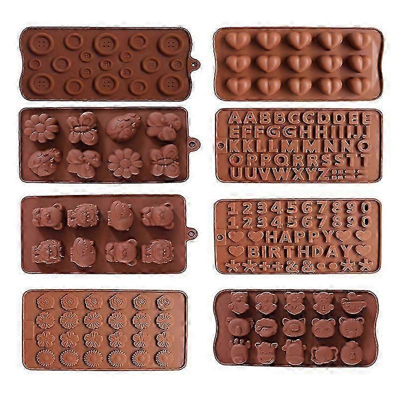 8 Pcs Silicone Molds For Candy And Chocolates: Flexible Mold For Hard Or Gummy