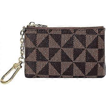 Brown Coin Purse Change Mini Purse Wallet With Key Chain Ring Zipper for Men Women Fashionable Bag Pendant Leather Classic Clutch.
