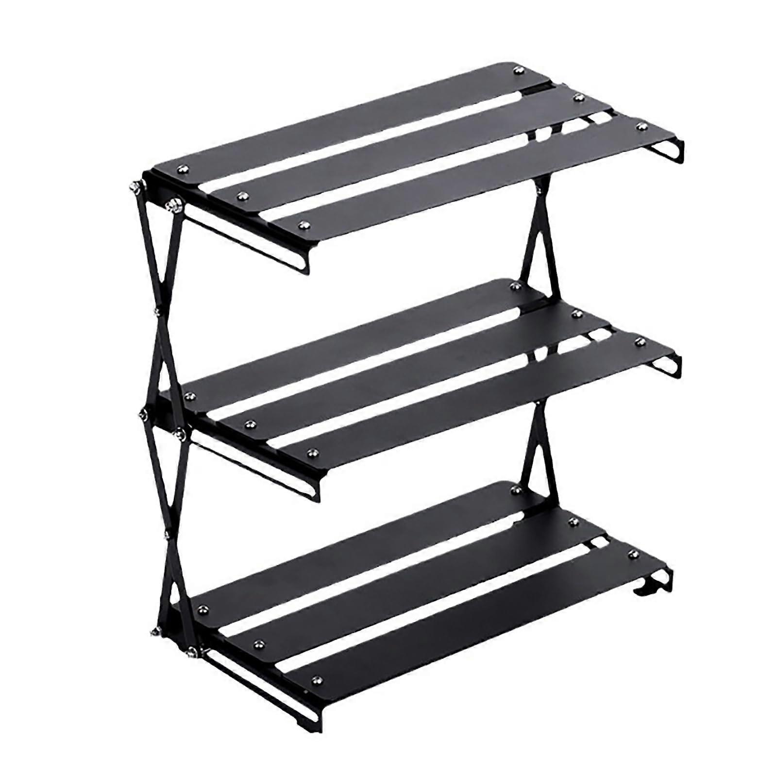 Foldable shelf made of metal alloy, foldable shelf, presentation shelf, desk storage shelf, camping storage