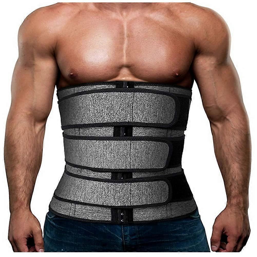 Men's Waist Trainer Trimmer Tummy Control Shapewear Neoprene Sweat Belt Slimming Body Shaper Belly Weight L Gray