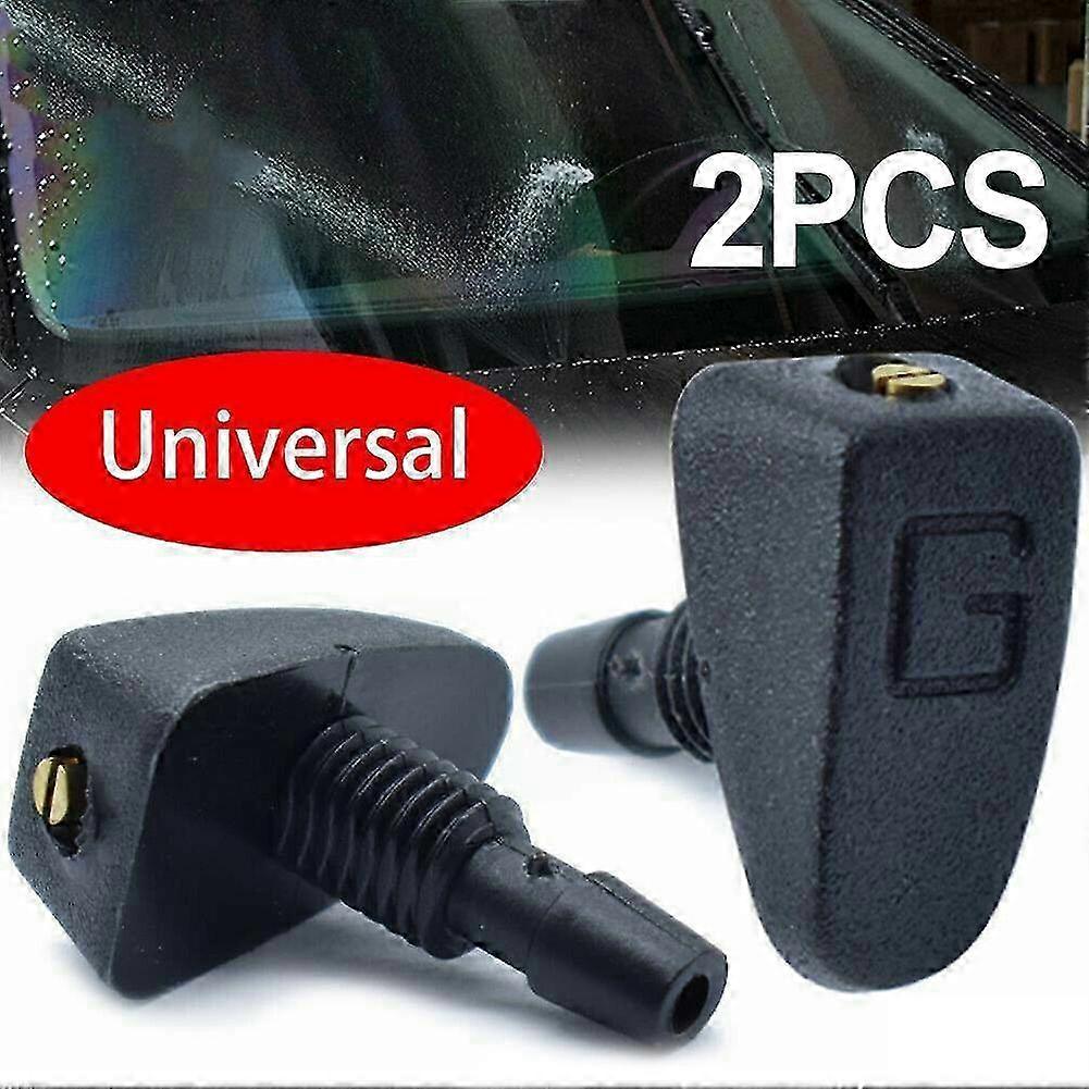 2pcs Universal Car Windshield Washer Nozzle Spray Head Black