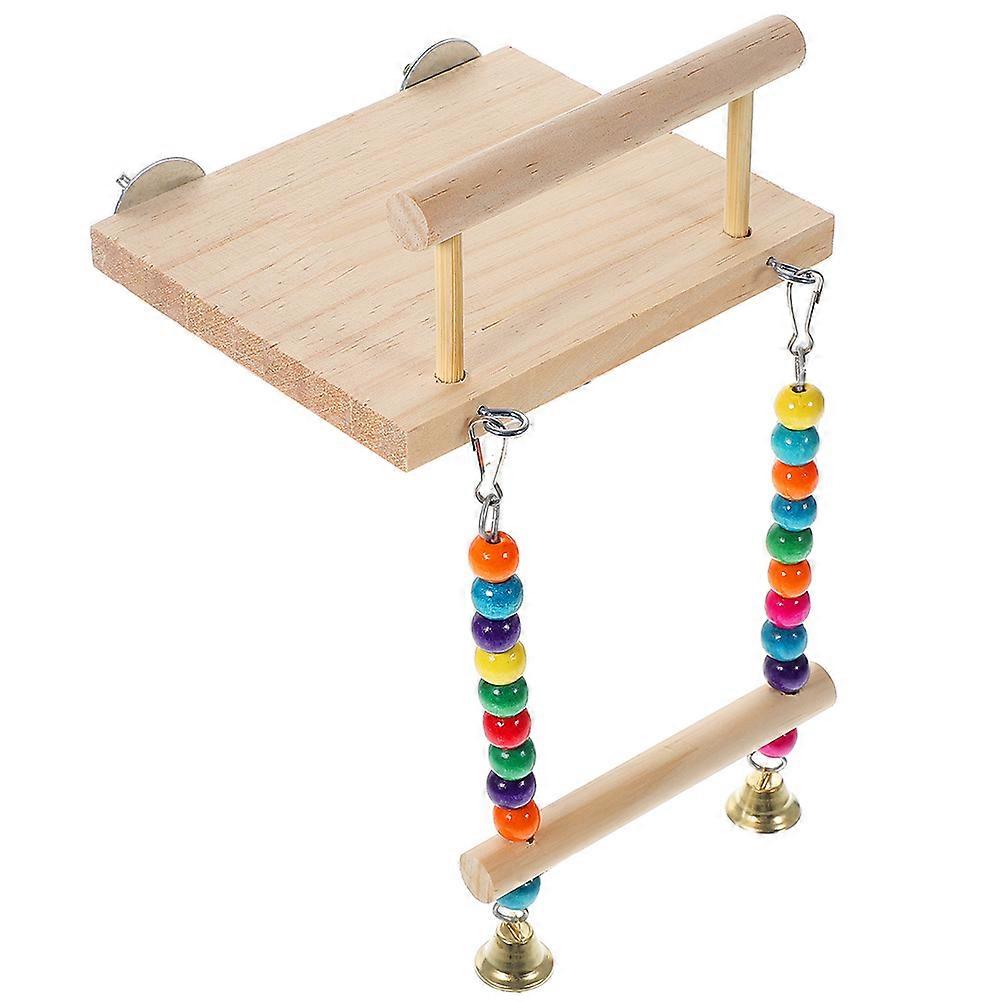 Wooden Bird Perch Stand with Bell for Parrots – Natural, Chew Resistant Platform for Exercise, Installation for Parakeets, Cockatiels, Conures