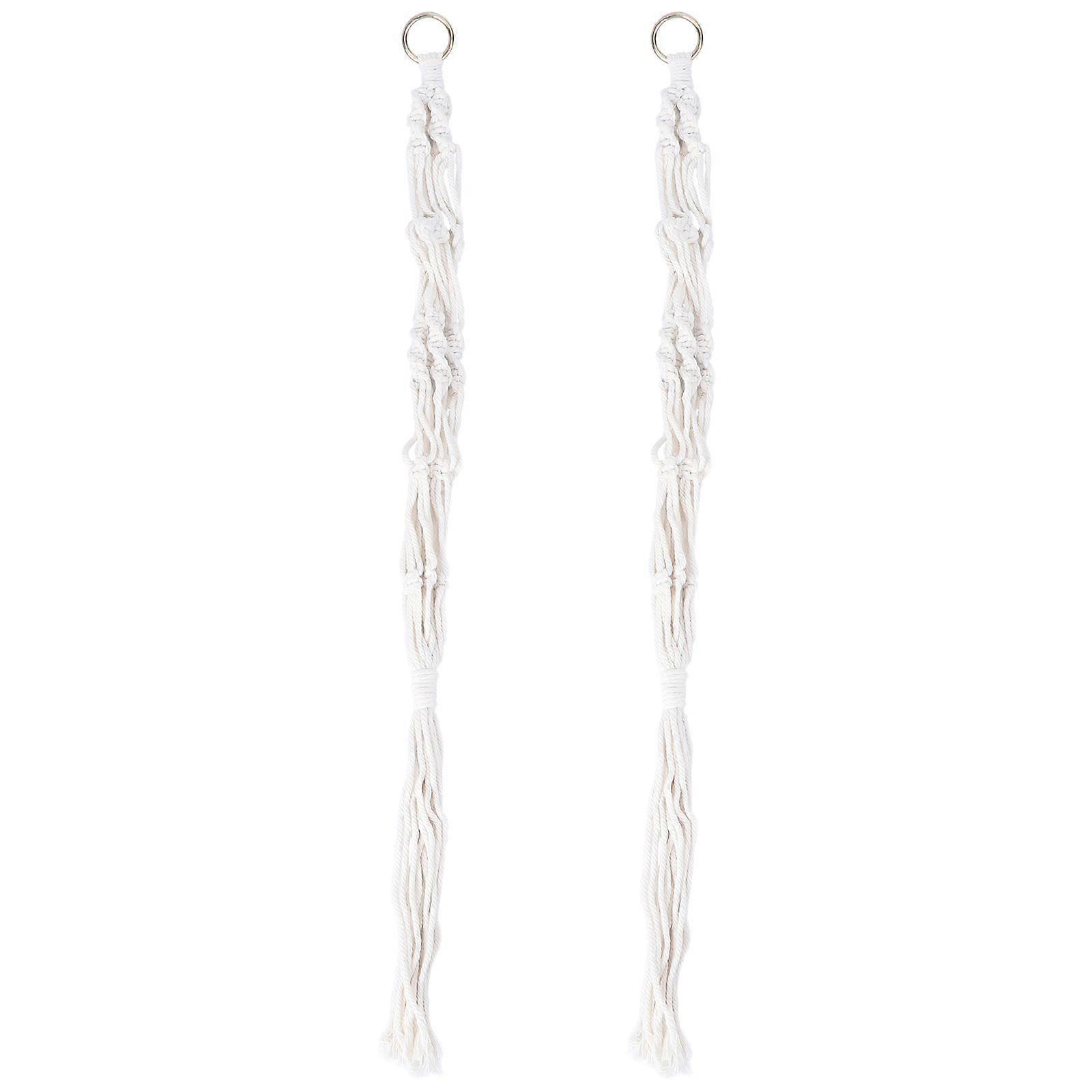 2Pcs Flowerpot Hanging Net Hand Knitting String Bag Wall-mounted Decor for Home Garden Store Size Small