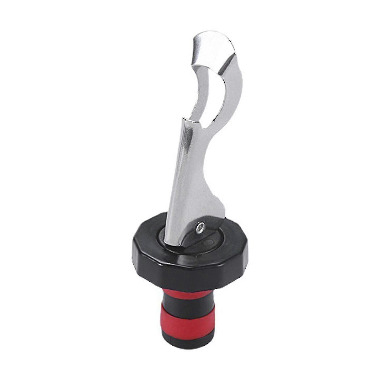Universal Plastic Wine Bottle Stopper with Levers - Leak-proof Reusable (Black/Red)