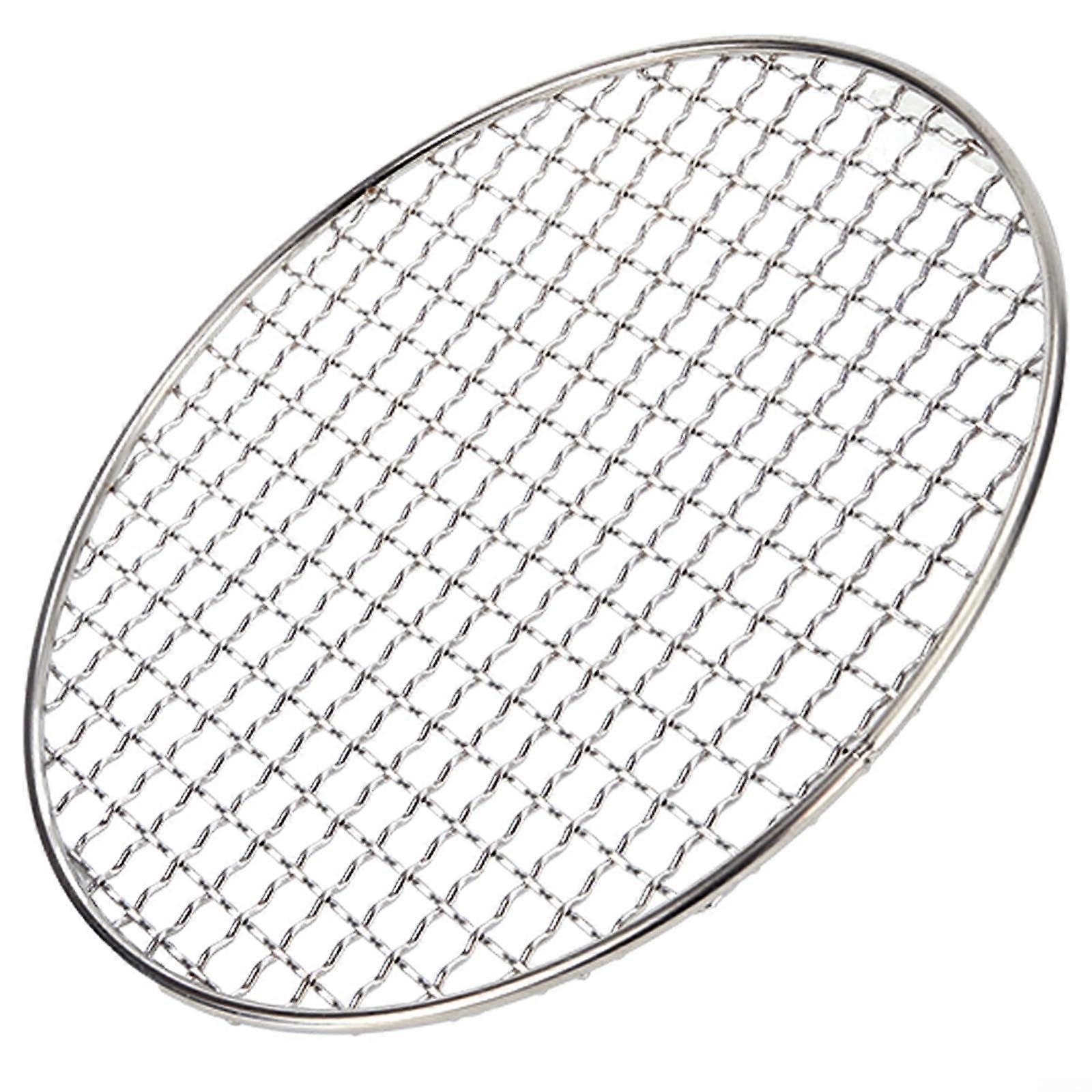 Round Stainless Steel BBQ Grill Grid, 240mm Multipurpose Grill Tray with Crossed Wire Mesh for Outdoor Camping and Picnics