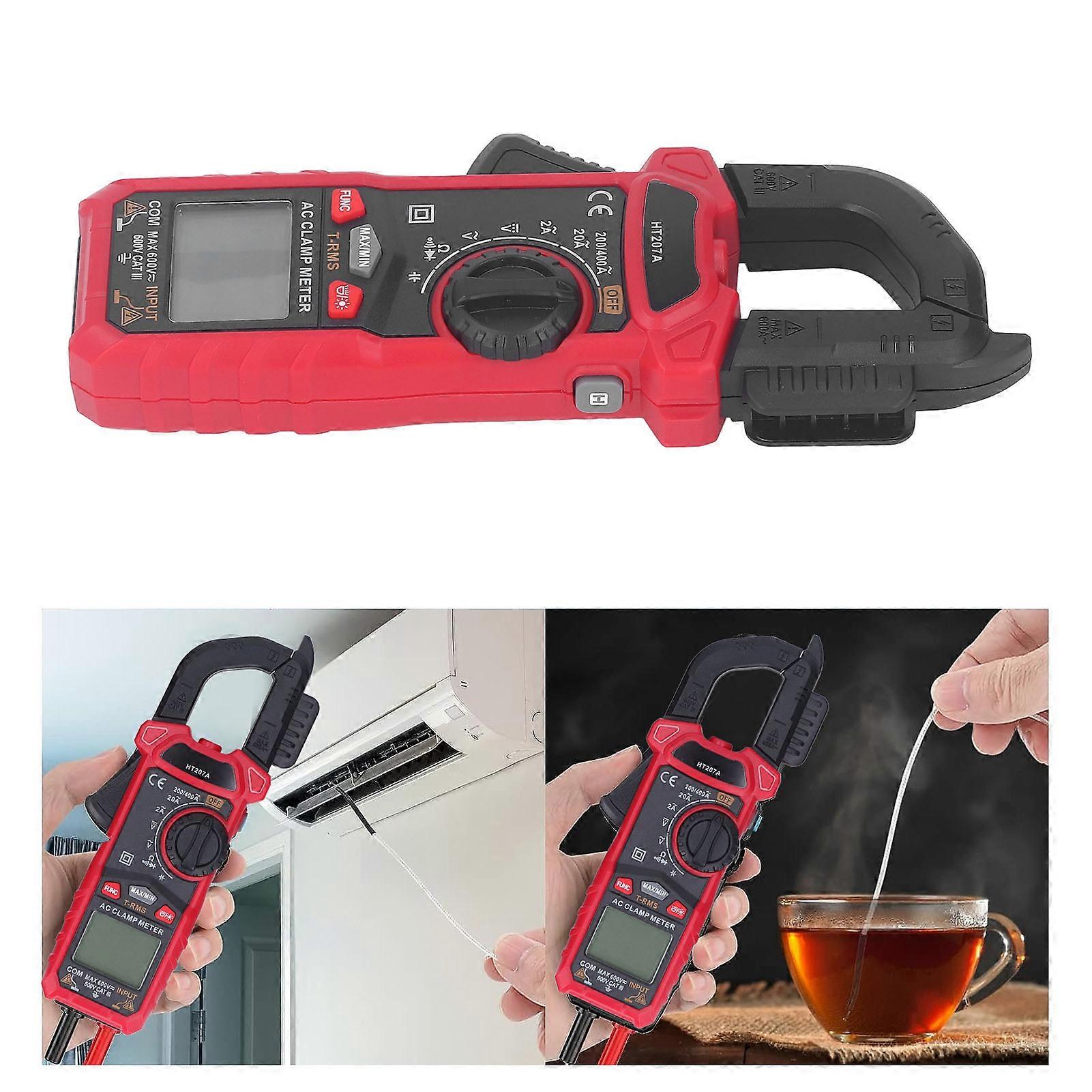 Digital Clamp Meter LCD Screen Multimeter AC DC Non Contact Voltage Current Resistance Tester HT207A 