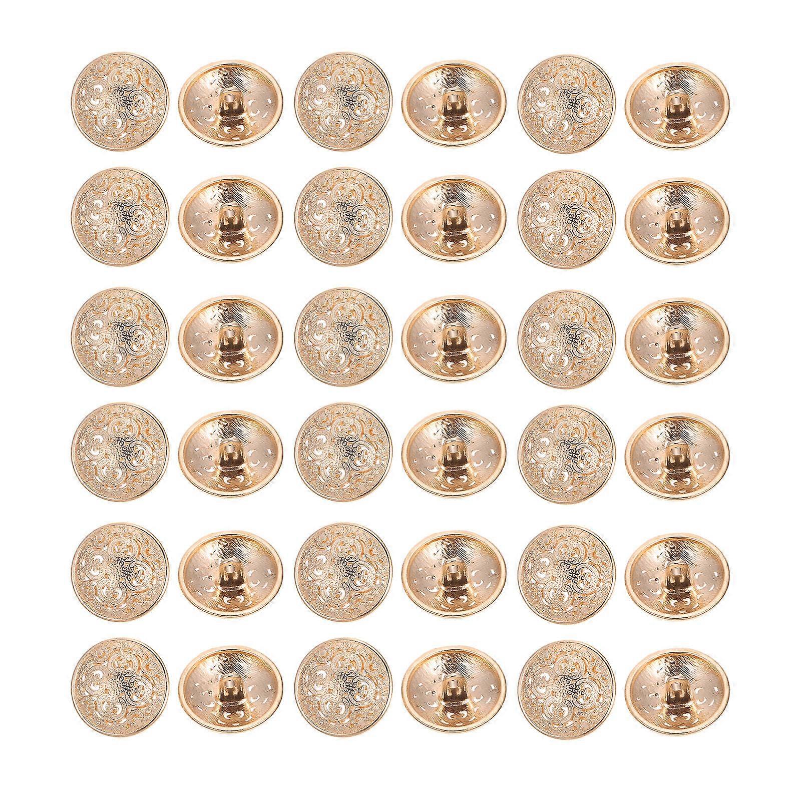 50pcs Hollow Design Metal Sewing Buckles Decorative Buttons for Coats, Sweaters & Clothing – Light Gold Retro Style