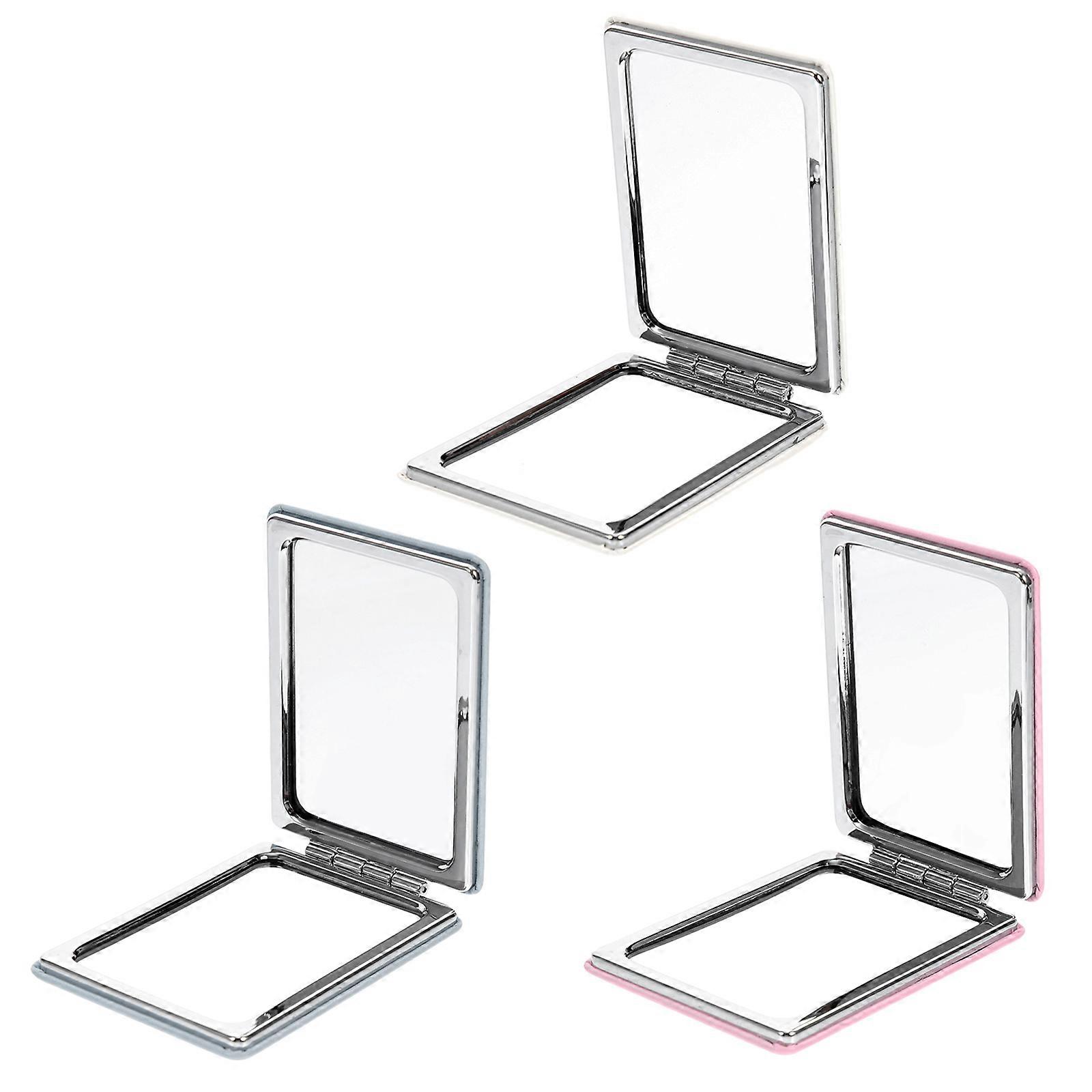Practical Makeup Mirror Compact Folding Multifunctional 8.7x6cm 3Pcs Material