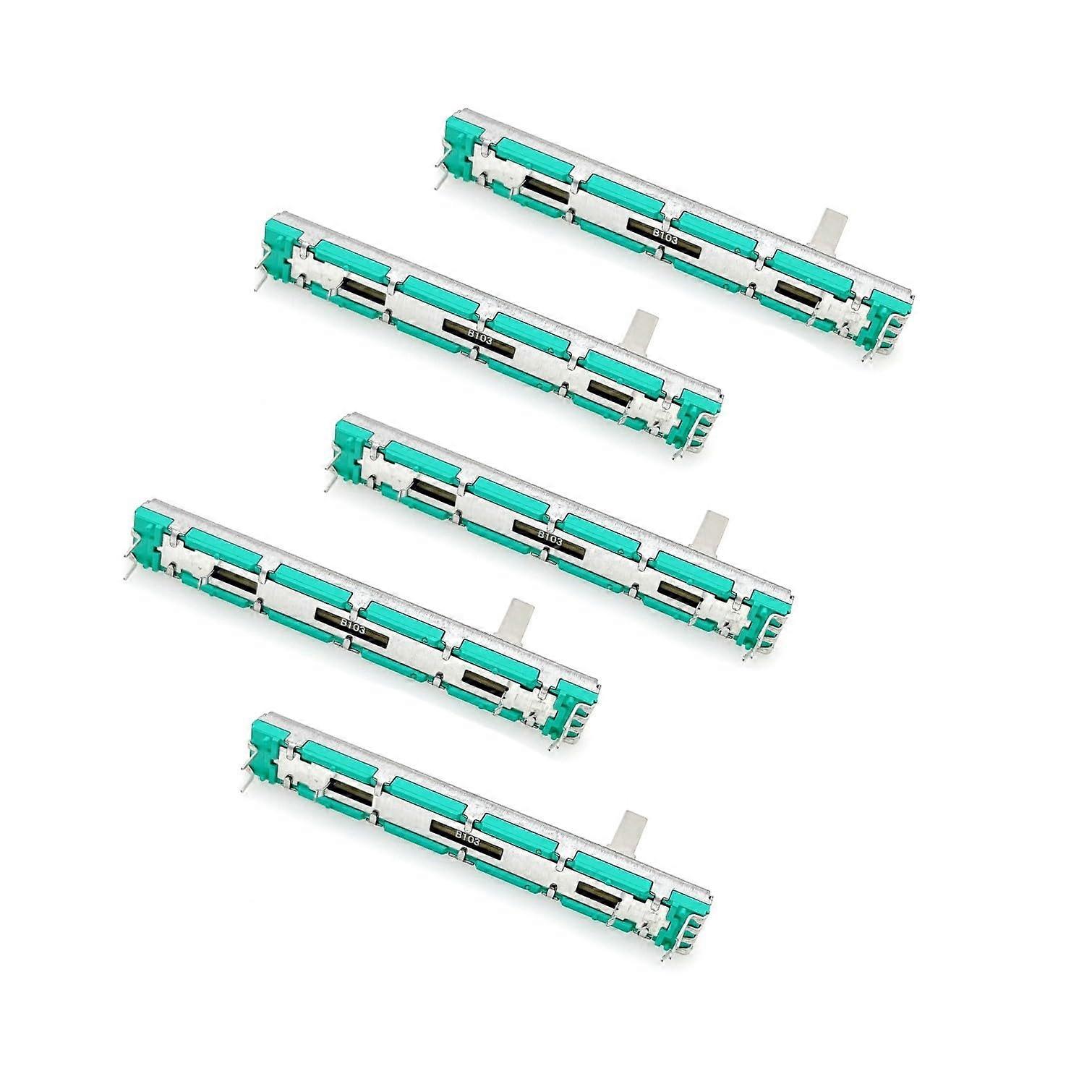 5pcs 75mm B103 10K Ohm Sliding Potentiometer Bilinear 10K Electronic Potentiometer 10K Mixer Fader B10K Dual Straight Slide Potentiometer B103