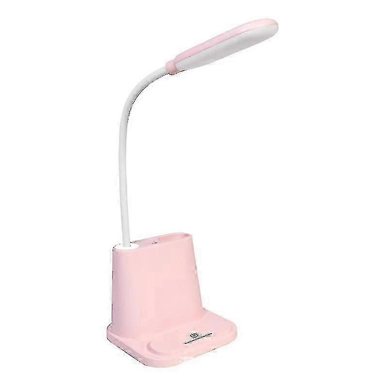 Led, Usb And Pen Holder Rechargeable Desk Lamp, 2 Color Modes Dimming, 360 Flexible Reading Light (pink) hwy