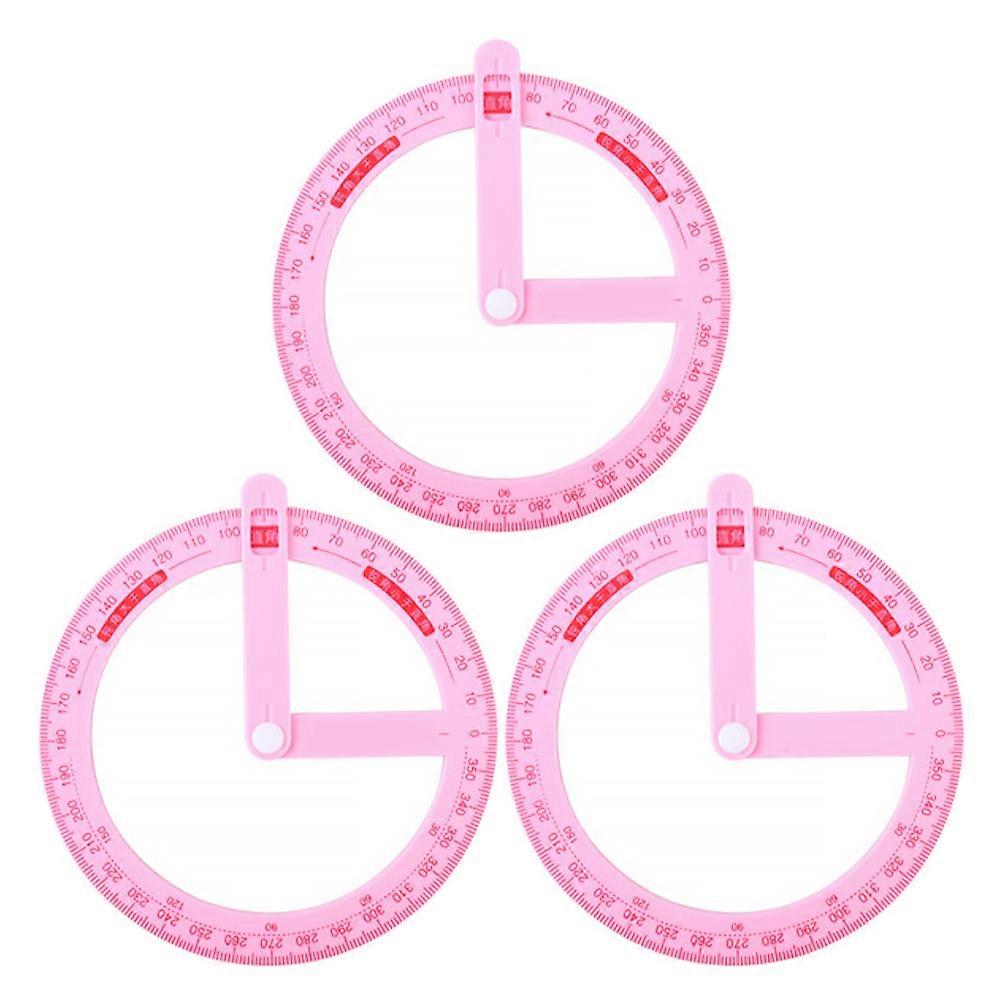 Pink ABS Protractor Set for Teachers and Students 3Pcs Practical Learning Aids with Clear Scale