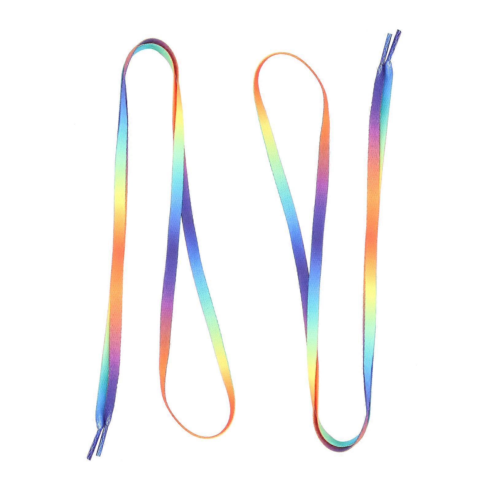 Tightly Woven Construction Thickened Polyester Elastic Shoelaces For Running Shoes Colorful Gradient 120x0.8cm 1 Pair