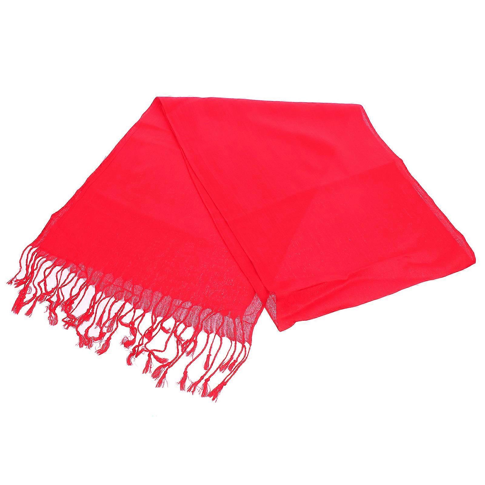 Kids Winter Warm Scarf Rectangular Shape Imitation Cashmere Decorative Effect Red 200X66CM 1Pcs