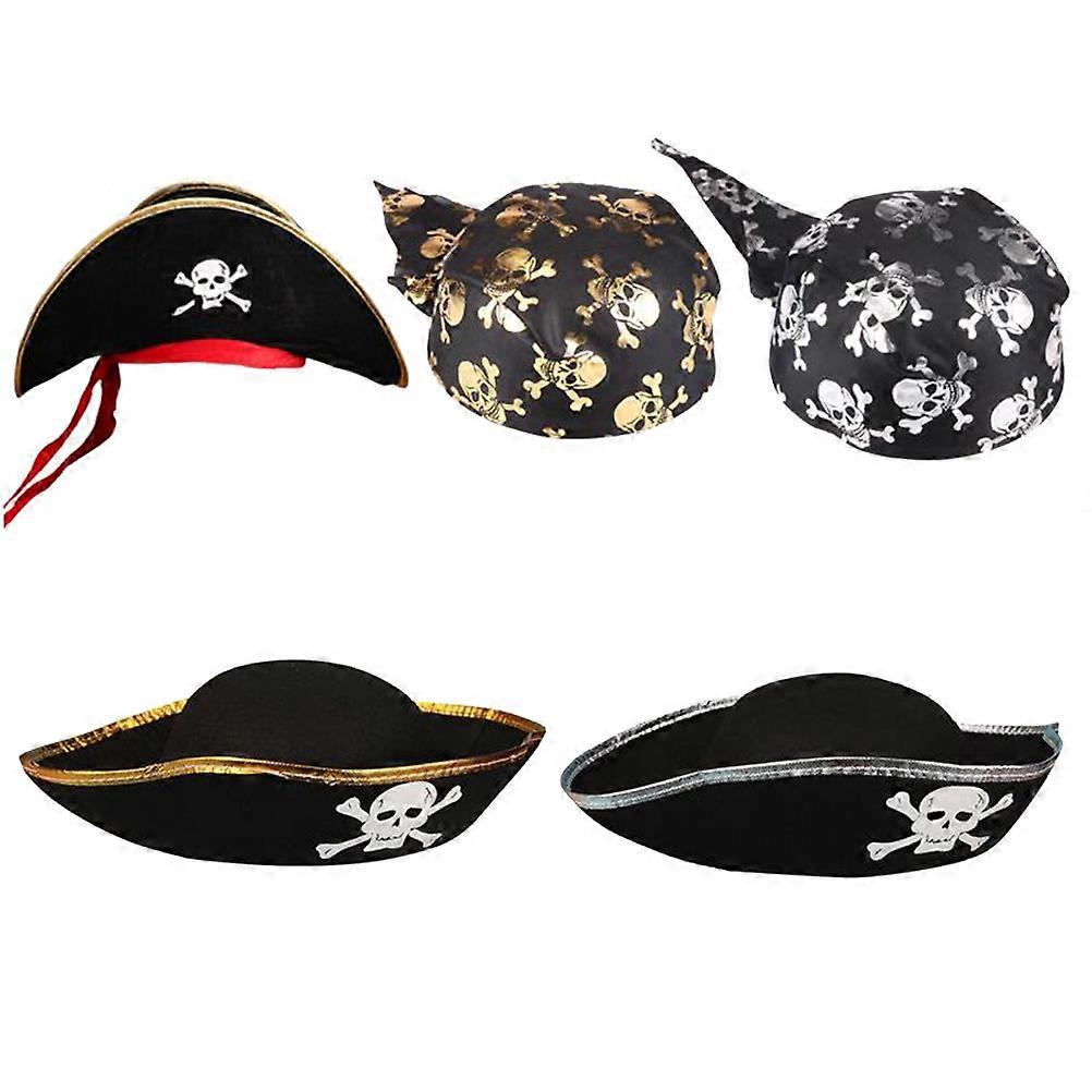 Pirate Costume Hat Silver Plastic Fabric Round Halloween Accessory 1Pcs
