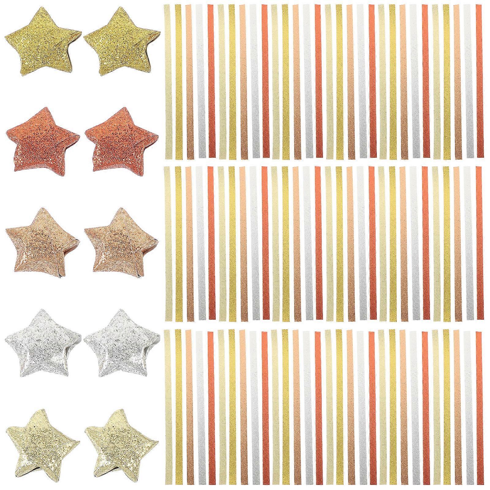 200pcs Glitter Origami Paper Strips for DIY Folding Crafts Gradient Colors Included
