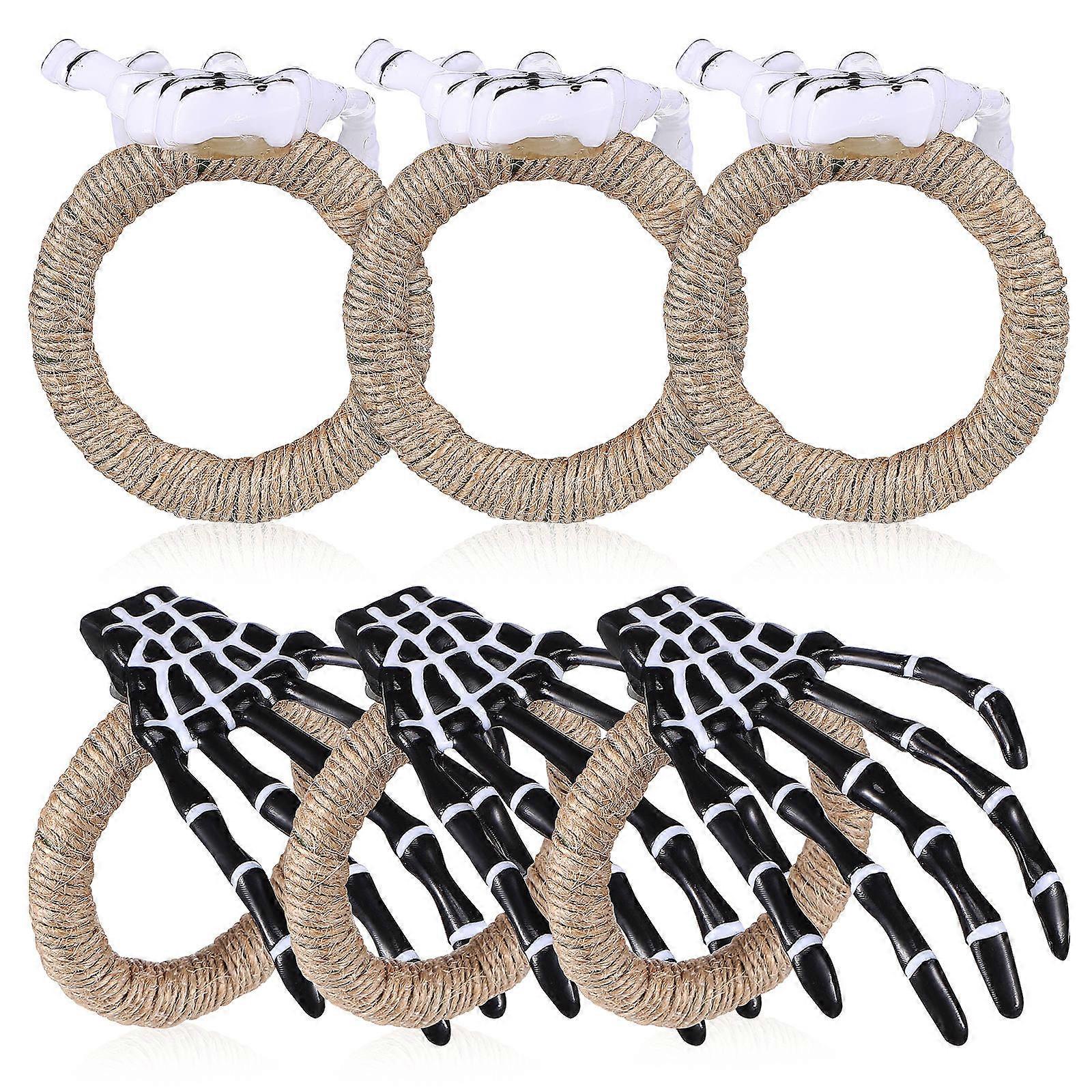 Napkin Rings Halloween Skull Hand Shaped Table Decoration for Celebrations 6Pcs