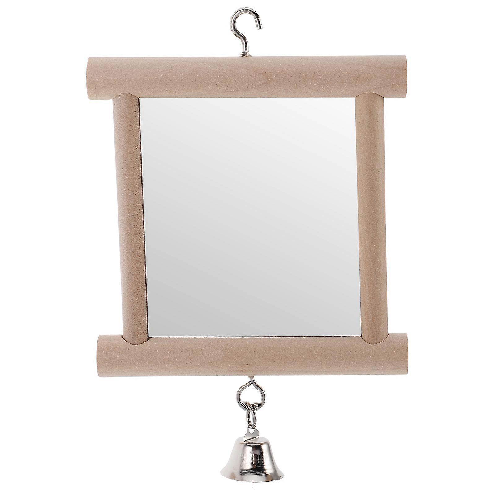 Parrot Swing with Bell and Double Sided Mirror – Fun, Safe Play Accessory for Caged Birds, Natural Material for Parrots, Conures, and More