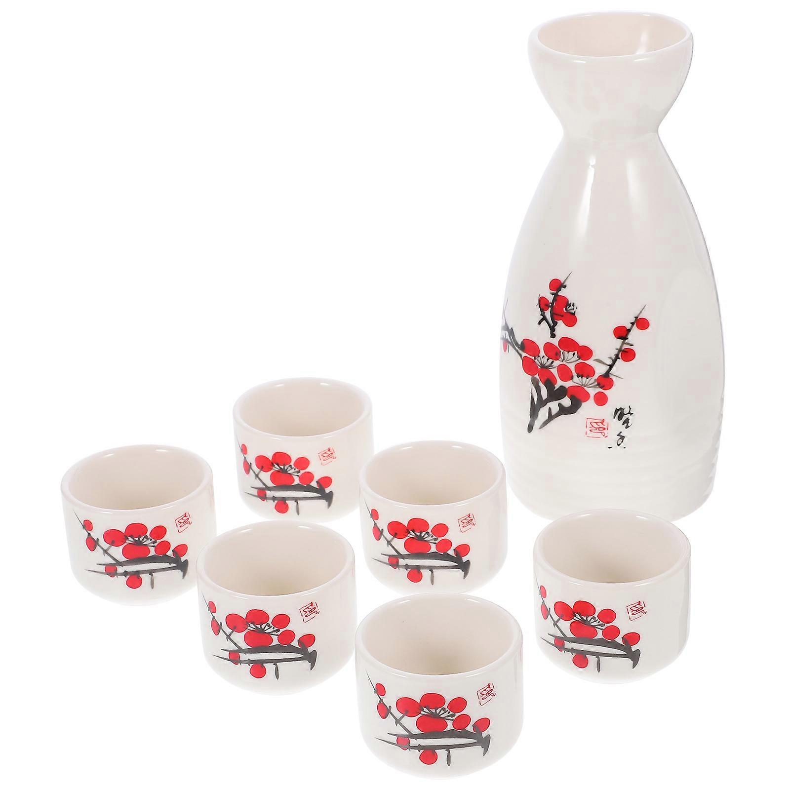 Japanese Cups Sake Pot Japanese Style Wine Cups Pink Round Wine Storage Tea House 1 Set