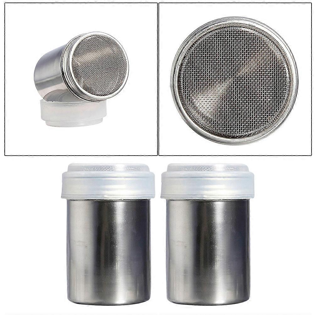 Powder Dispenser Silver 2Pcs 8 x 5.8 x 8cm Seasoning Bottle for Food Preparation