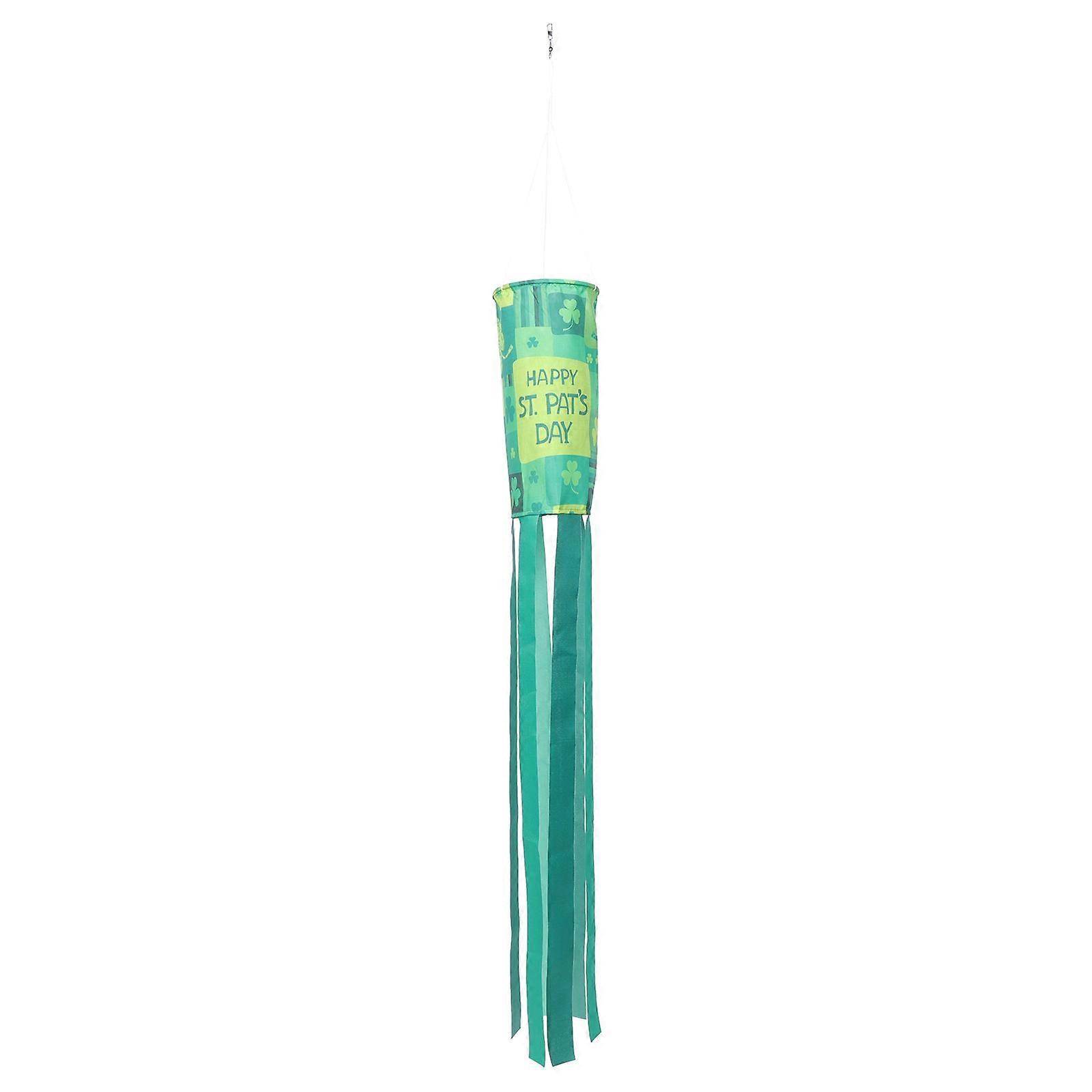 Patricks Day Flag Decoration Outdoor Cone Shaped Polyester Green 100x30cm For Homeowners 1Pack
