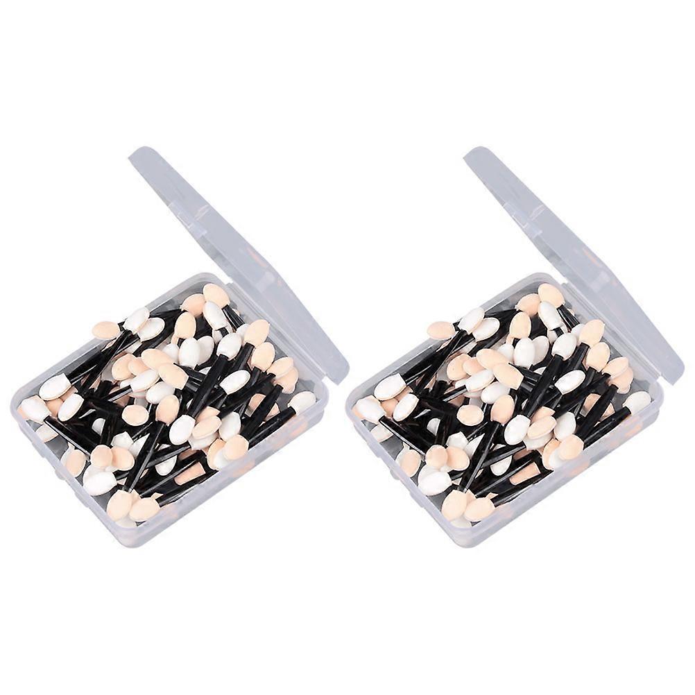 Eyeshadow Applicator Brush Eyeshadow Brushes Dual Sided Disposable Makeup Tools Rectangular Box Black 100Pcs