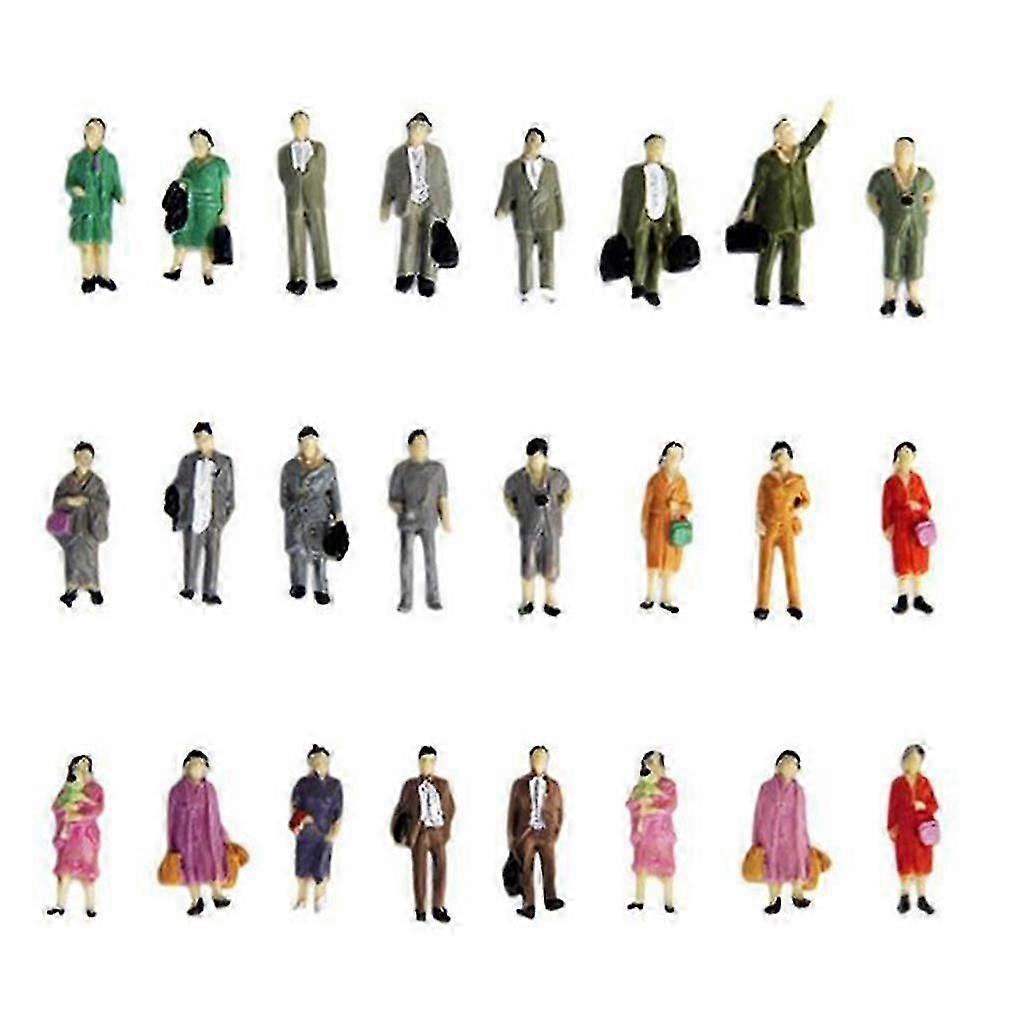 50Pcs 1:87 HO Scale Color People Figures Standing Model Train Railway Layout