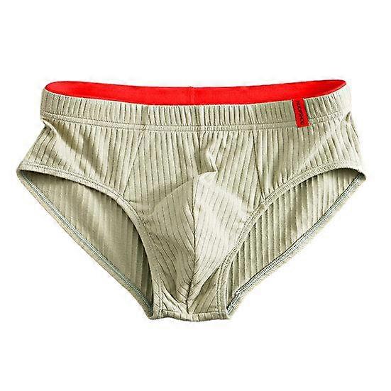 Men Briefs Mid Waist Elastic Soft Breathable Anti-septic U Convex Striped Solid Color Casual Men Underpants Underwear