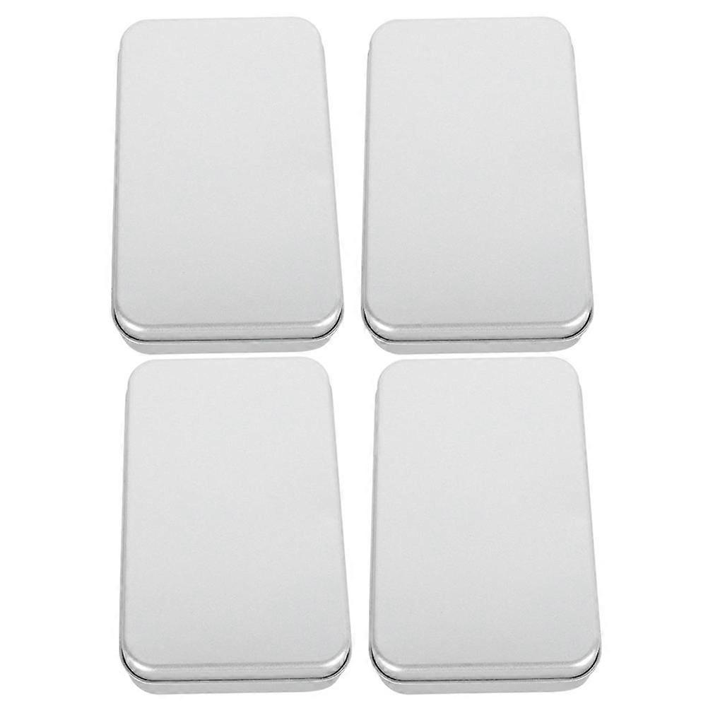 Compact Simple Tinplate Storage Box Small Tin Container 4Pcs